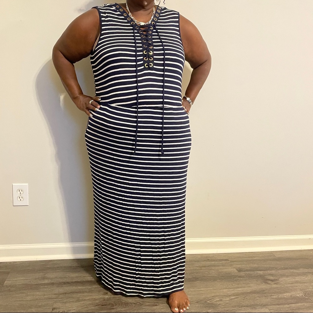 Striped Navy Maxi Dress